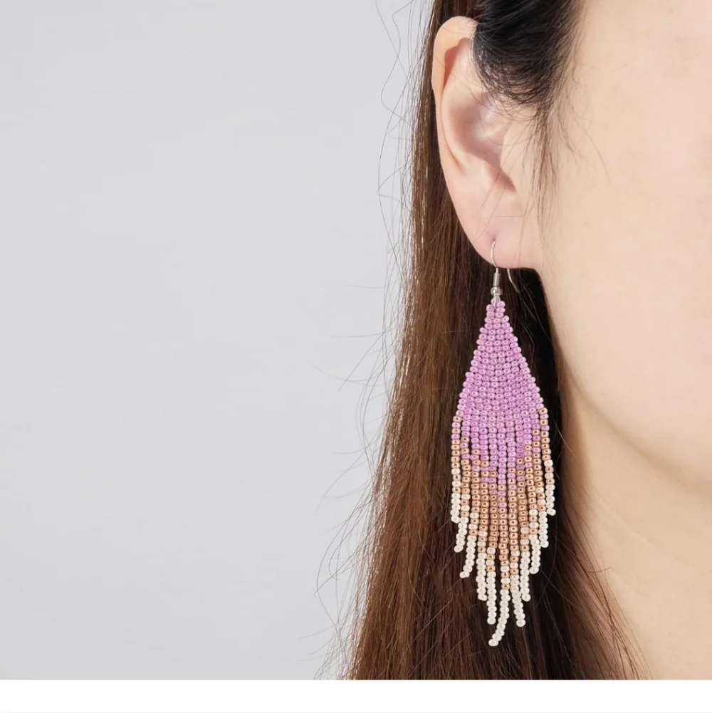 Elegant Beaded Ombre Earrings